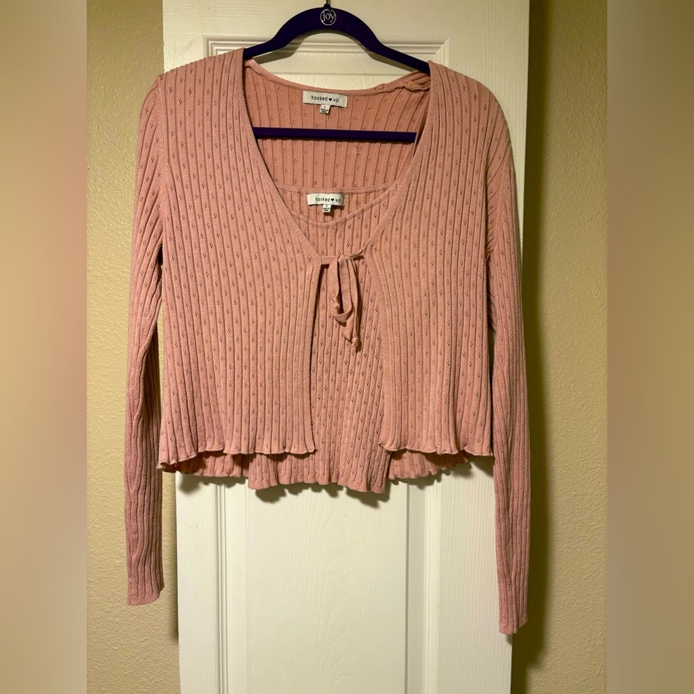 Hooked Up Pink/Mauve Sweater & Cami Set – Size Large